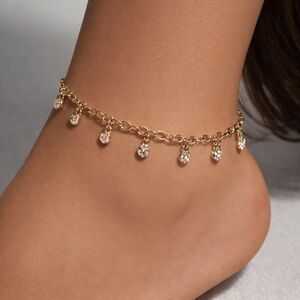 Gold Crystal Charm Anklet – Elegant Drop Crystal Ankle Bracelet women's Jewelry